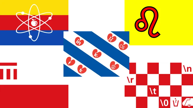 Vlaggen voor elke studierichting, gebaseerd op de originele provincievlaggen