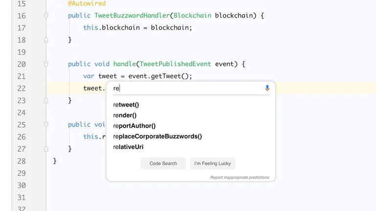 Fictitious example of an autocompletion feature in an IDE