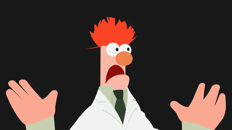 Beaker singing Bohemian Rhapsody, seemingly in full panic mode