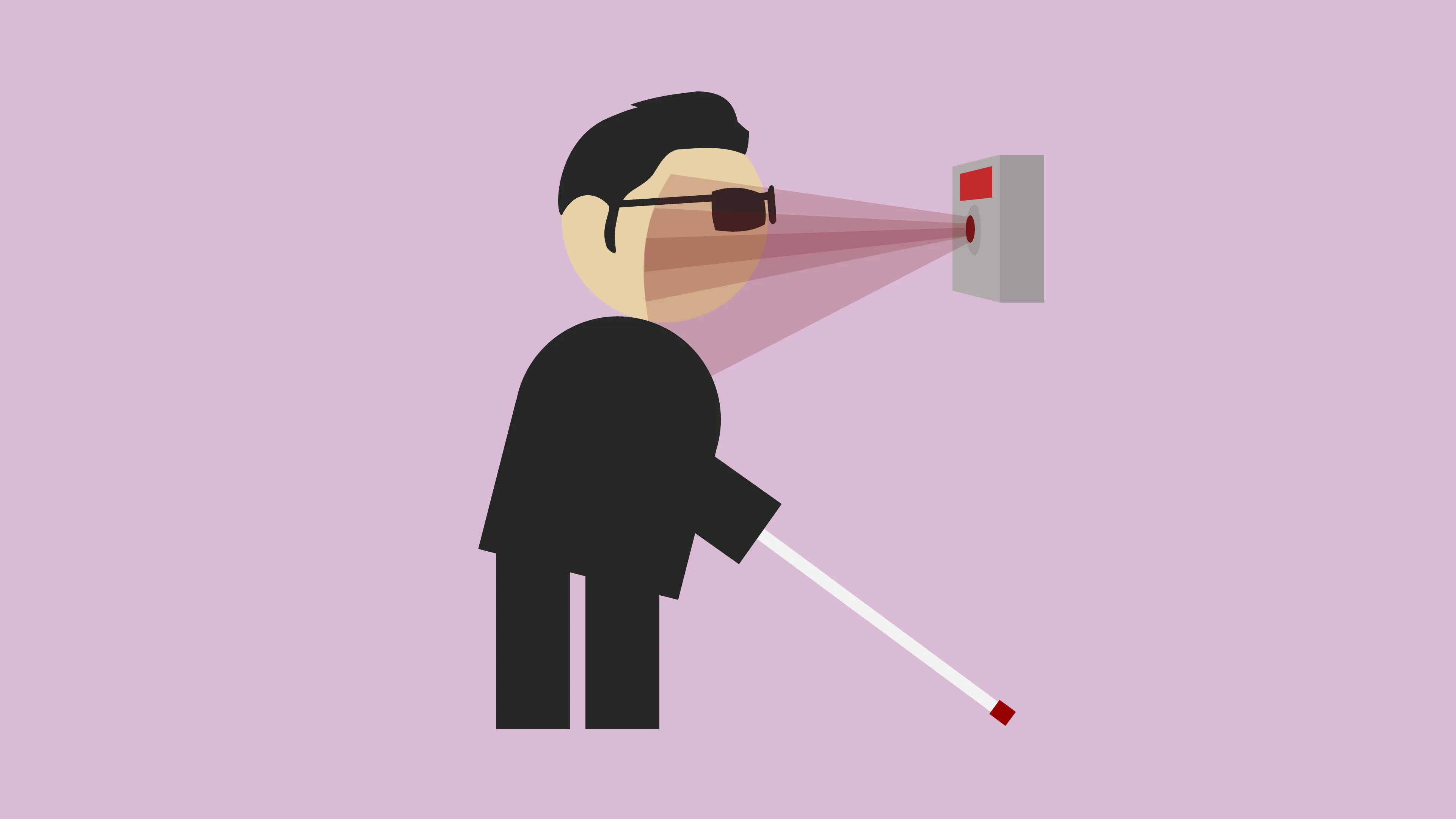 Blind person has difficulties using an iris scanner