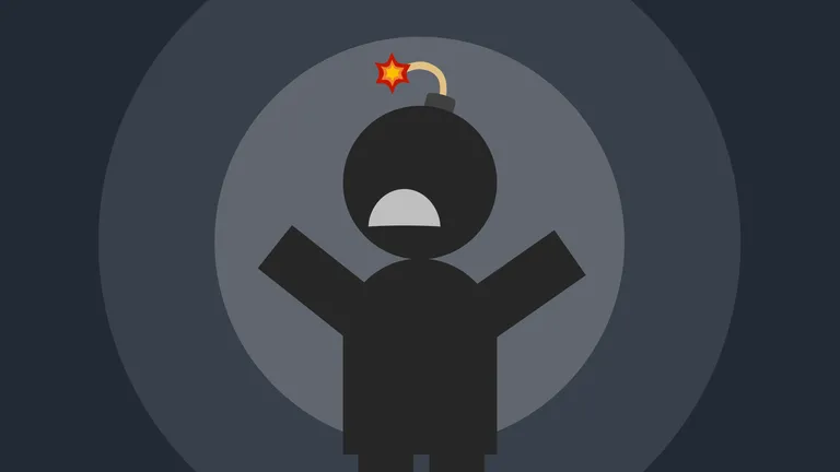 A worker whose head has turned into a literal bomb with a lit fuse looks very unhappy.
