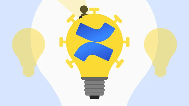 A light bulb with the Confluence logo, modified to look like a shining virus