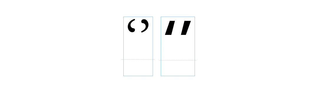 The left and right curly quotes in Adobe Garamond Pro and Frutiger are shown next to each other. The curly quotes in Garamond clearly resemble a 6 and a 9. Those in Frutiger look somewhat rectangular and are harder to distinguish from each other.