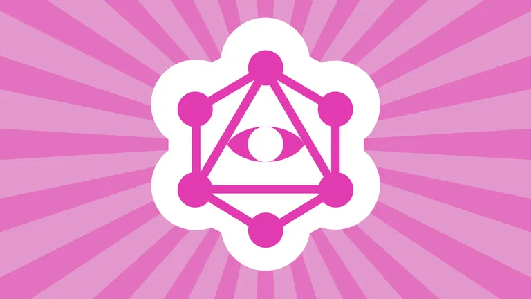 GraphQL logo with eye, surrounded by rays of light