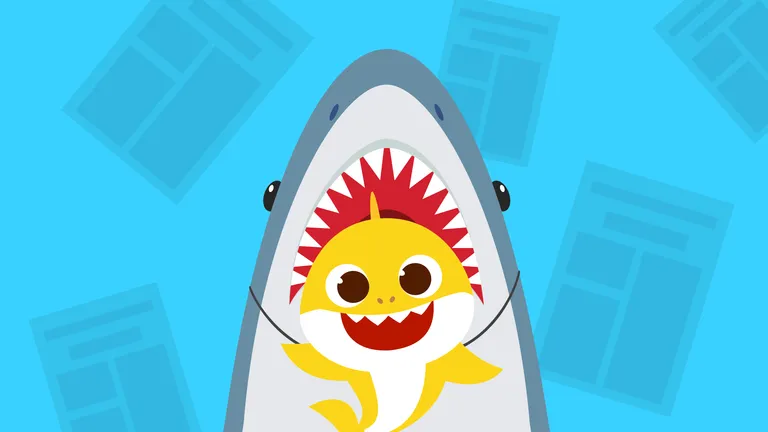 A very dangerous shark wearing a Baby Shark mask