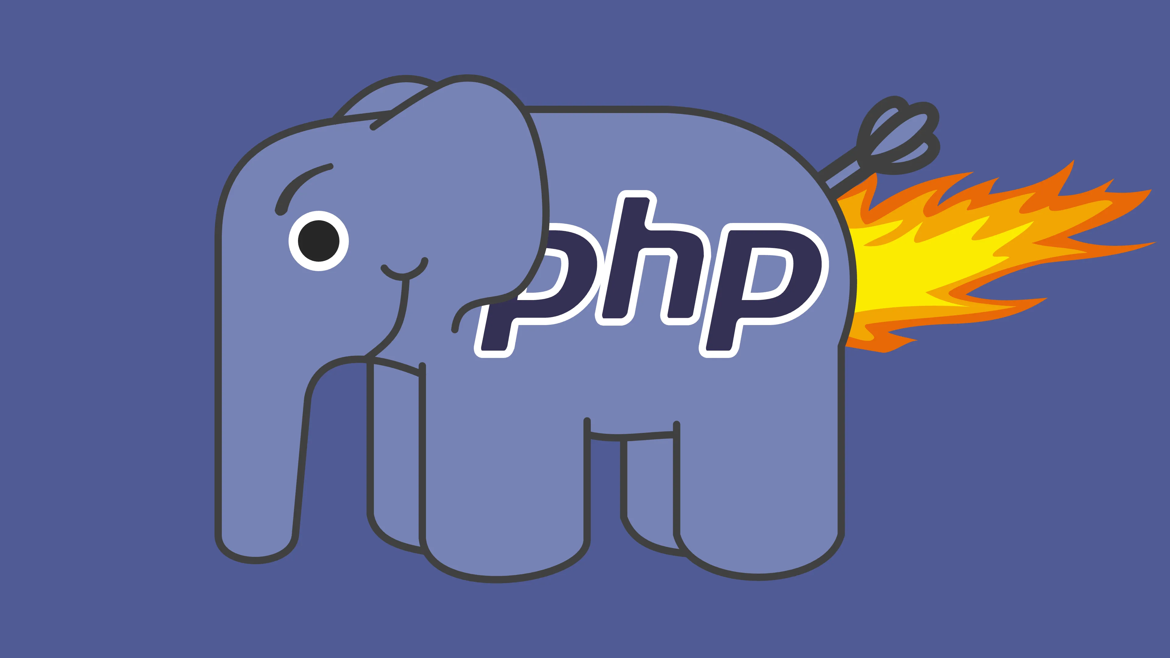 An elephant (PHP’s mascot) farts fire