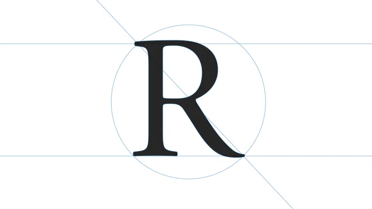 The character “R”, typeset in Adobe Garamond Pro