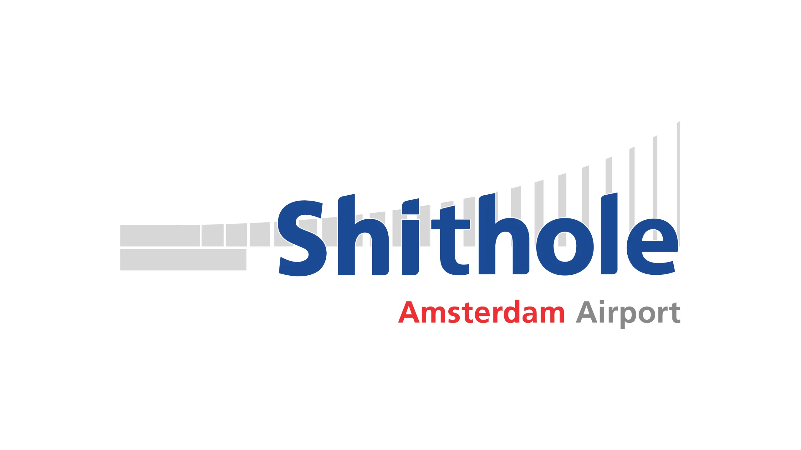 Older Schiphol Airport logo altered to read “Shithole”