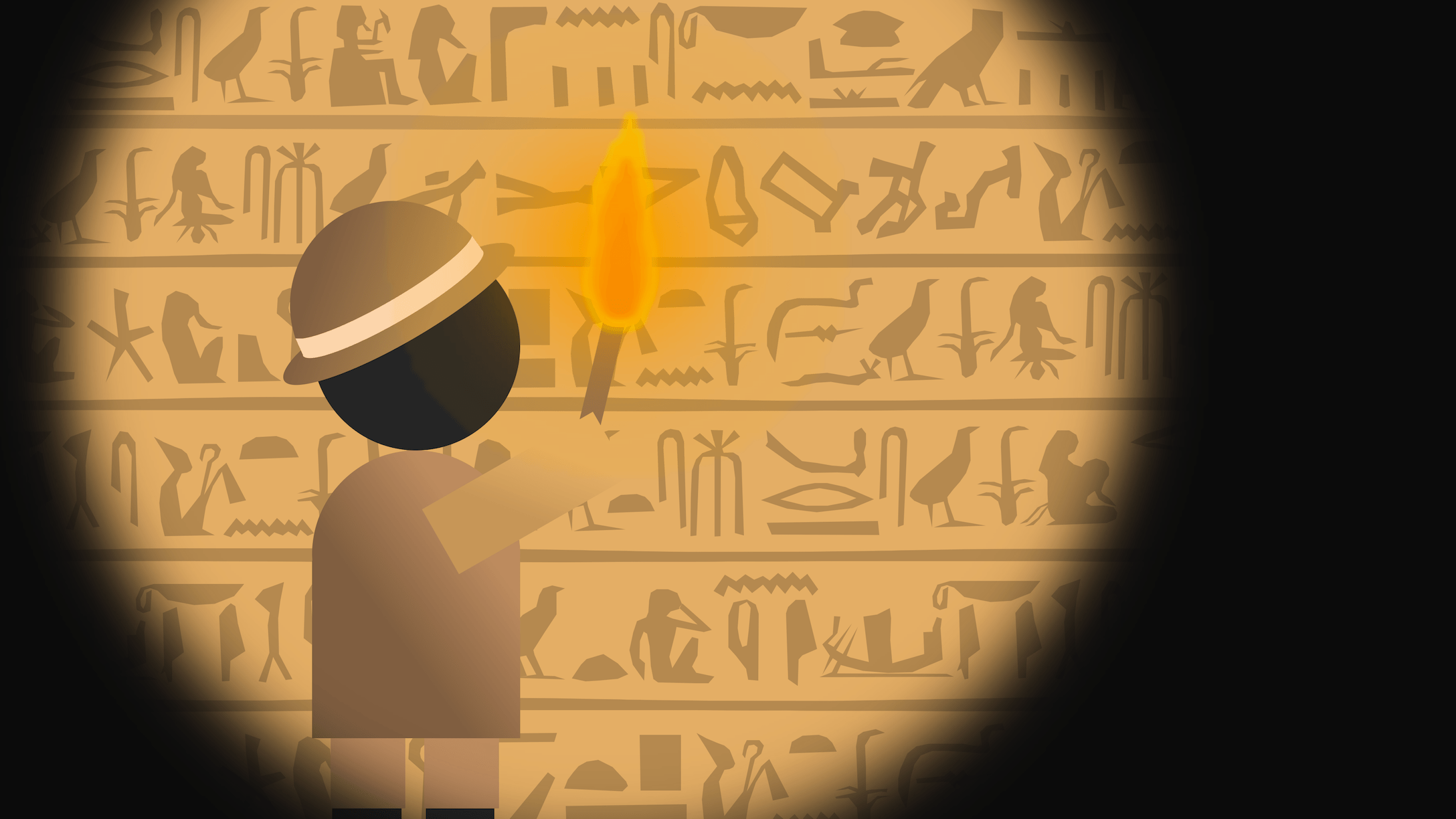 An archaeologist investigates some unusual hieroglyphs inside an Egyptian tomb
