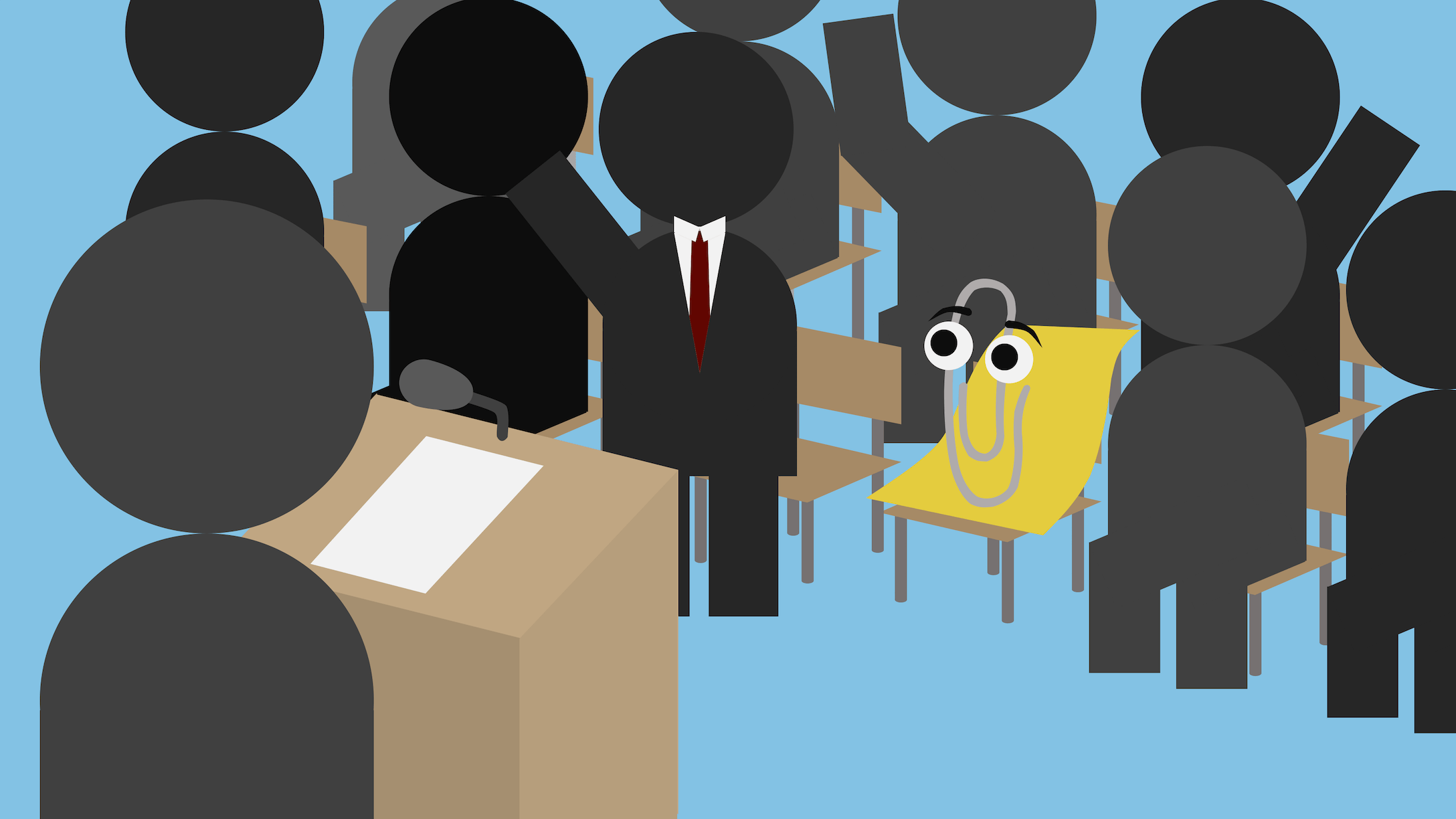 Clippy attends a press conference