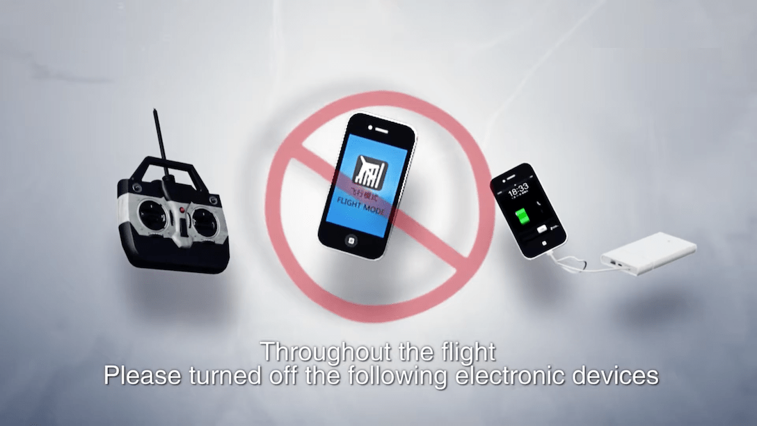 Throughout the flight Please turned off the following electronic devices