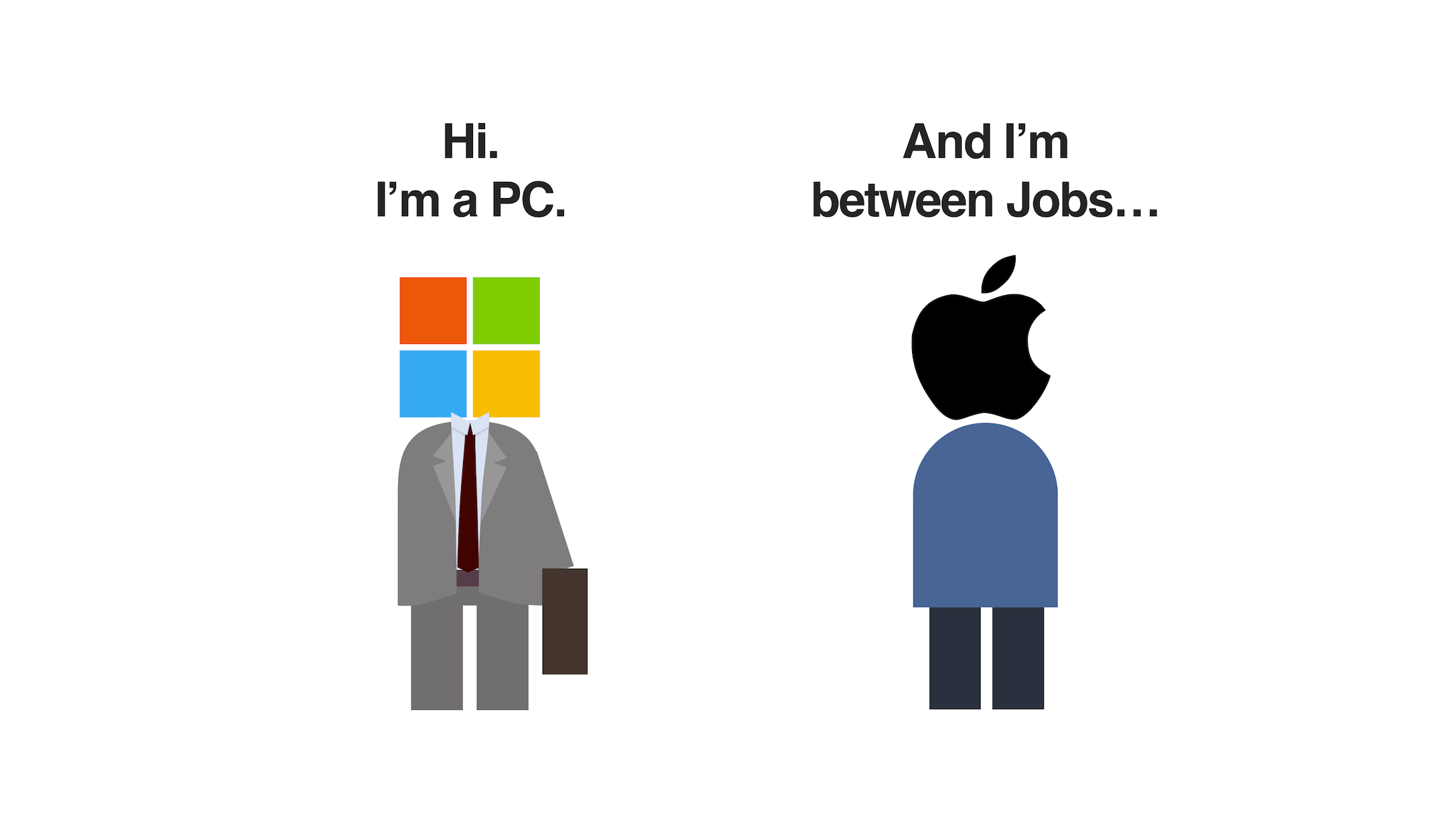 PC guy and Mac guy standing next each other
