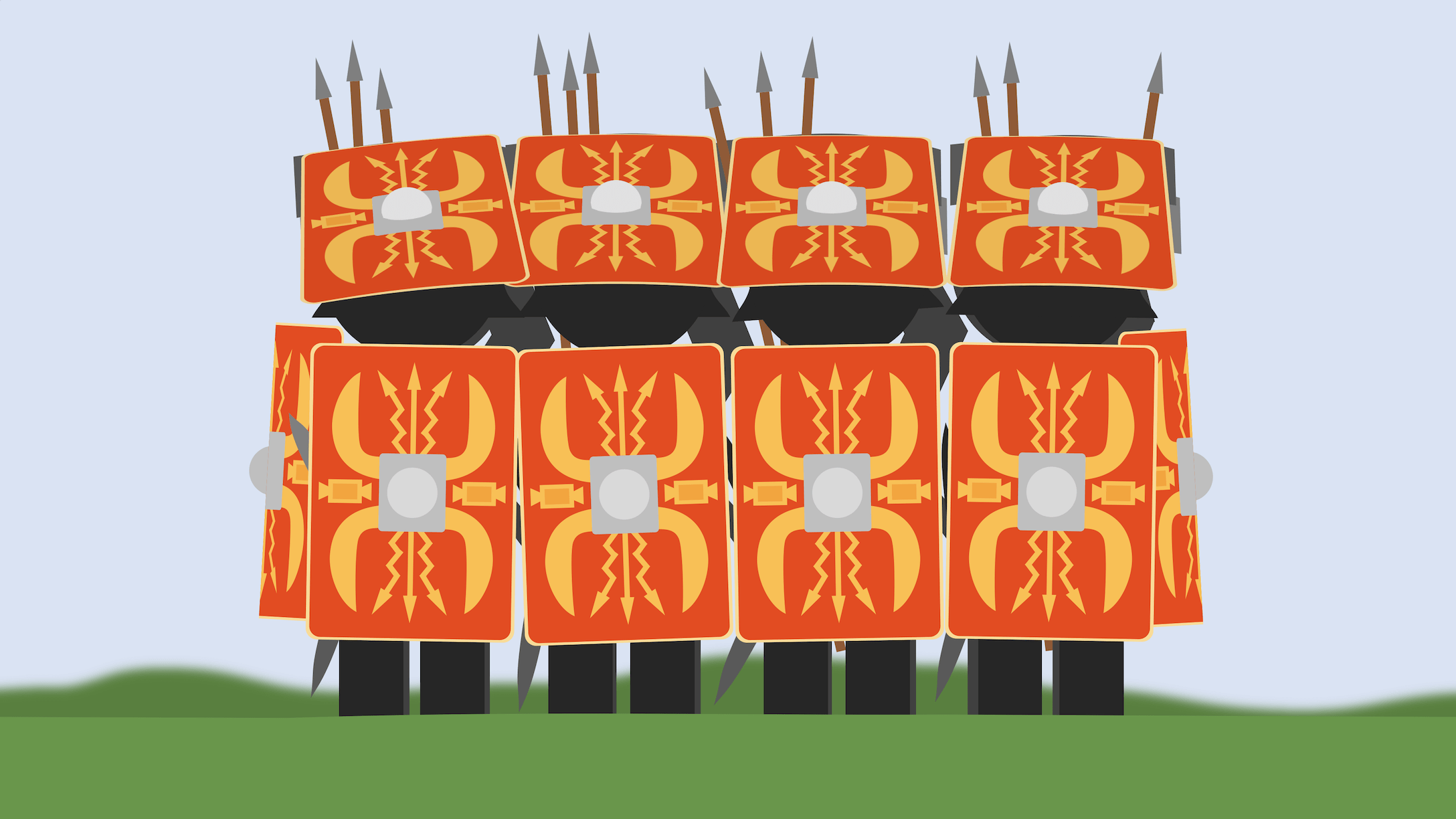 Roman legionaries in a tortoise formation