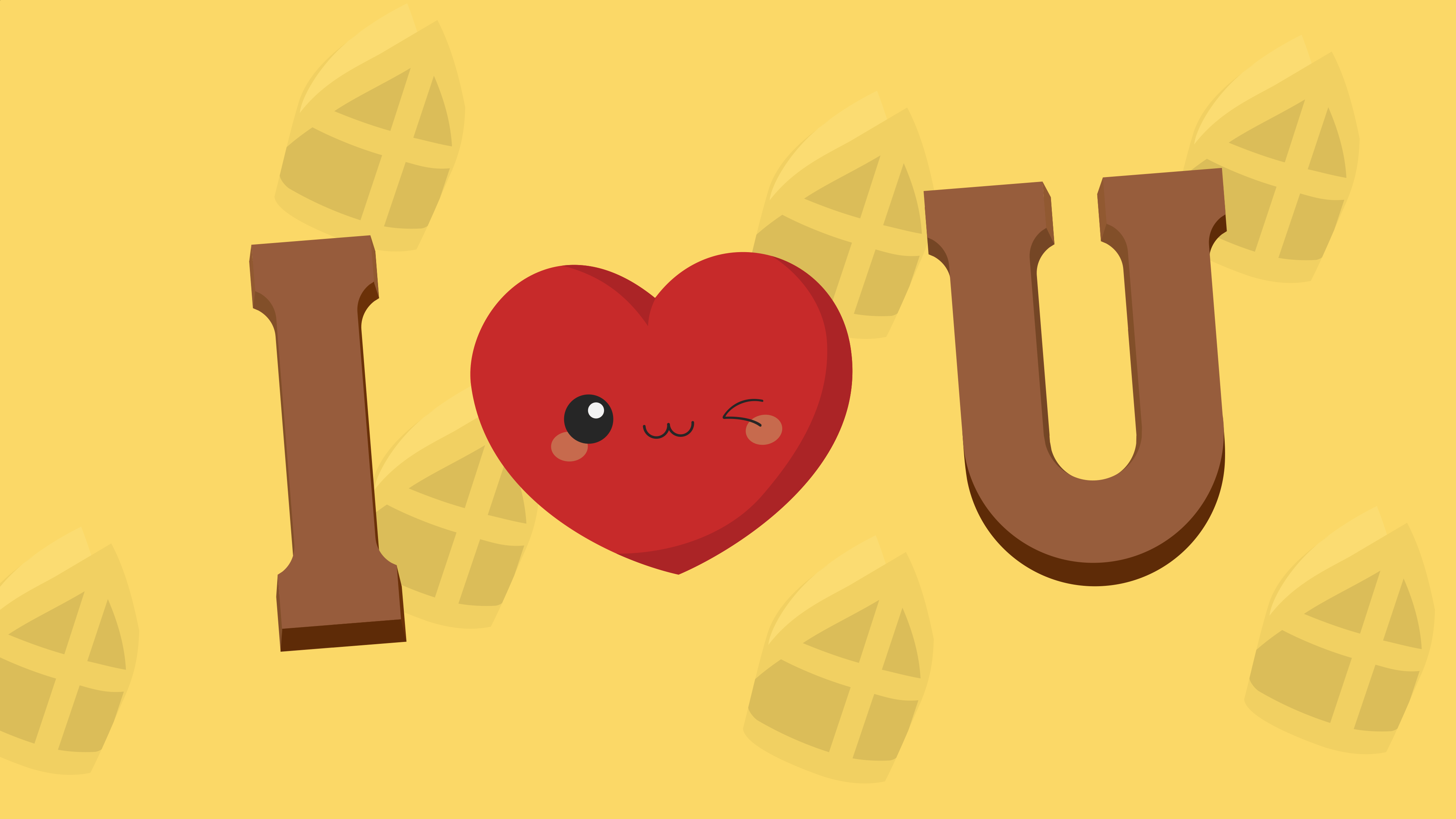 A heart, sandwiched between two Dutch chocolate letters I and U, forming the phrase “I love u”
