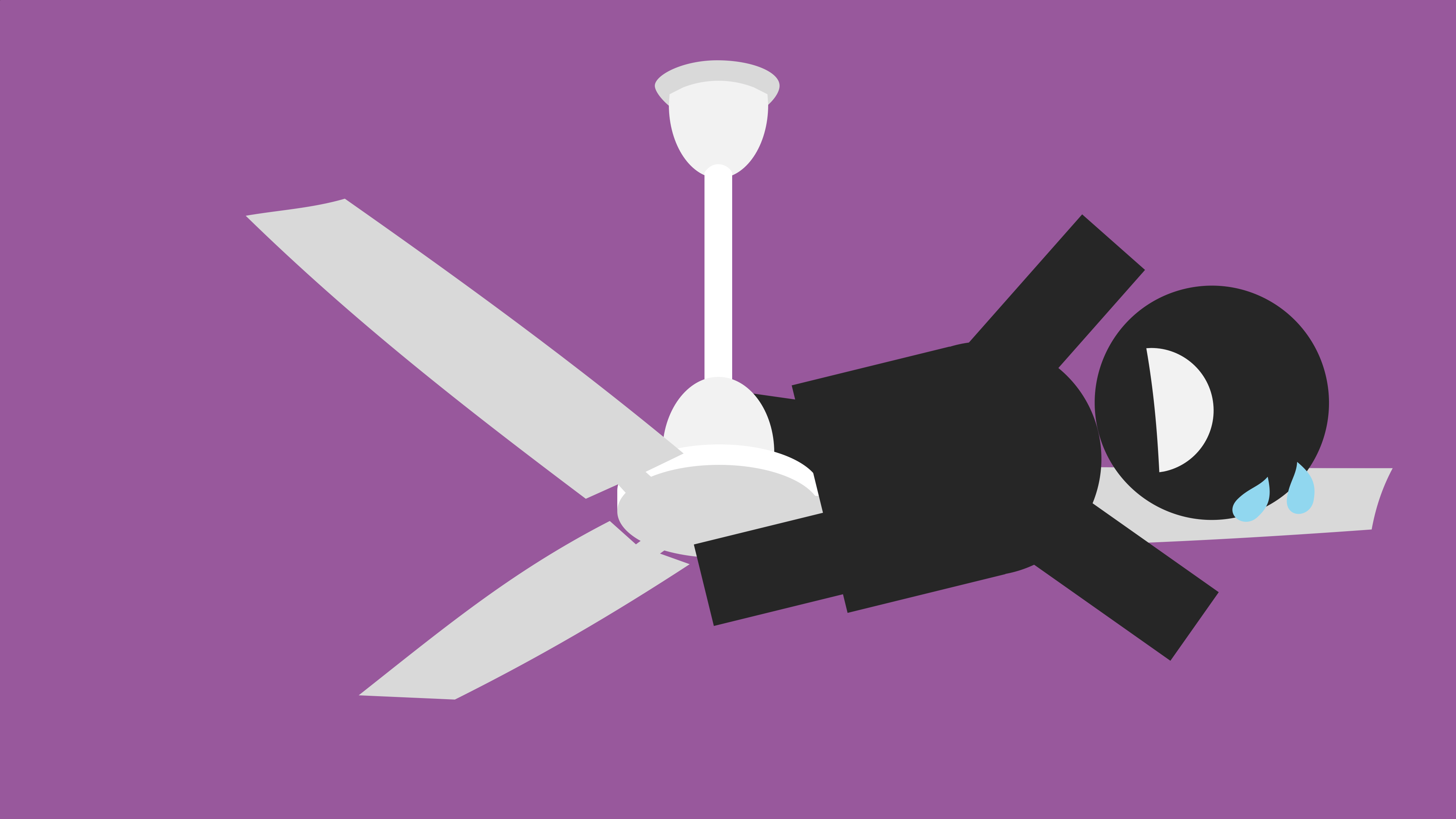 A person is stuck in a ceiling fan