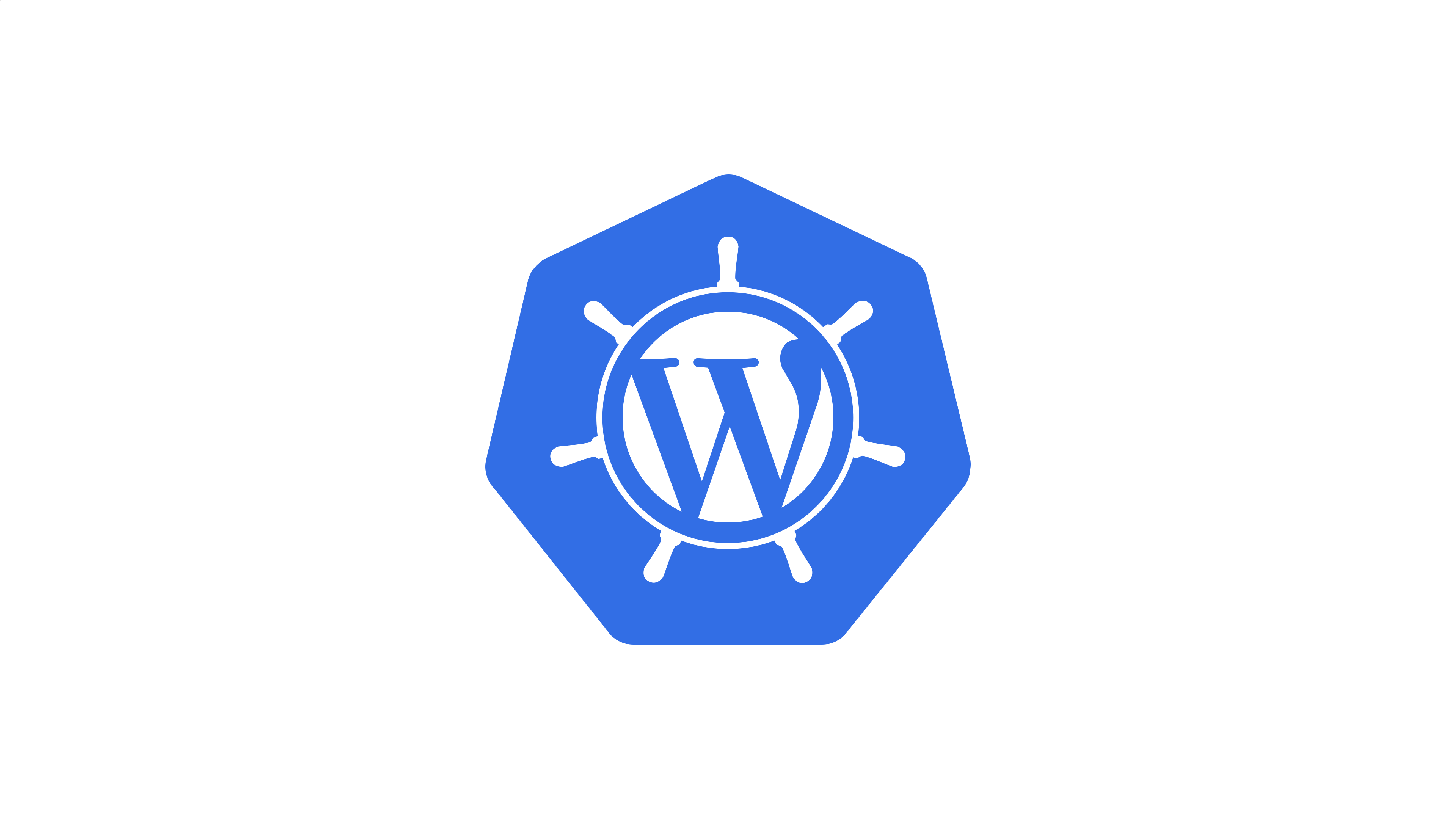 Combination of the WordPress and Kubernetes logos