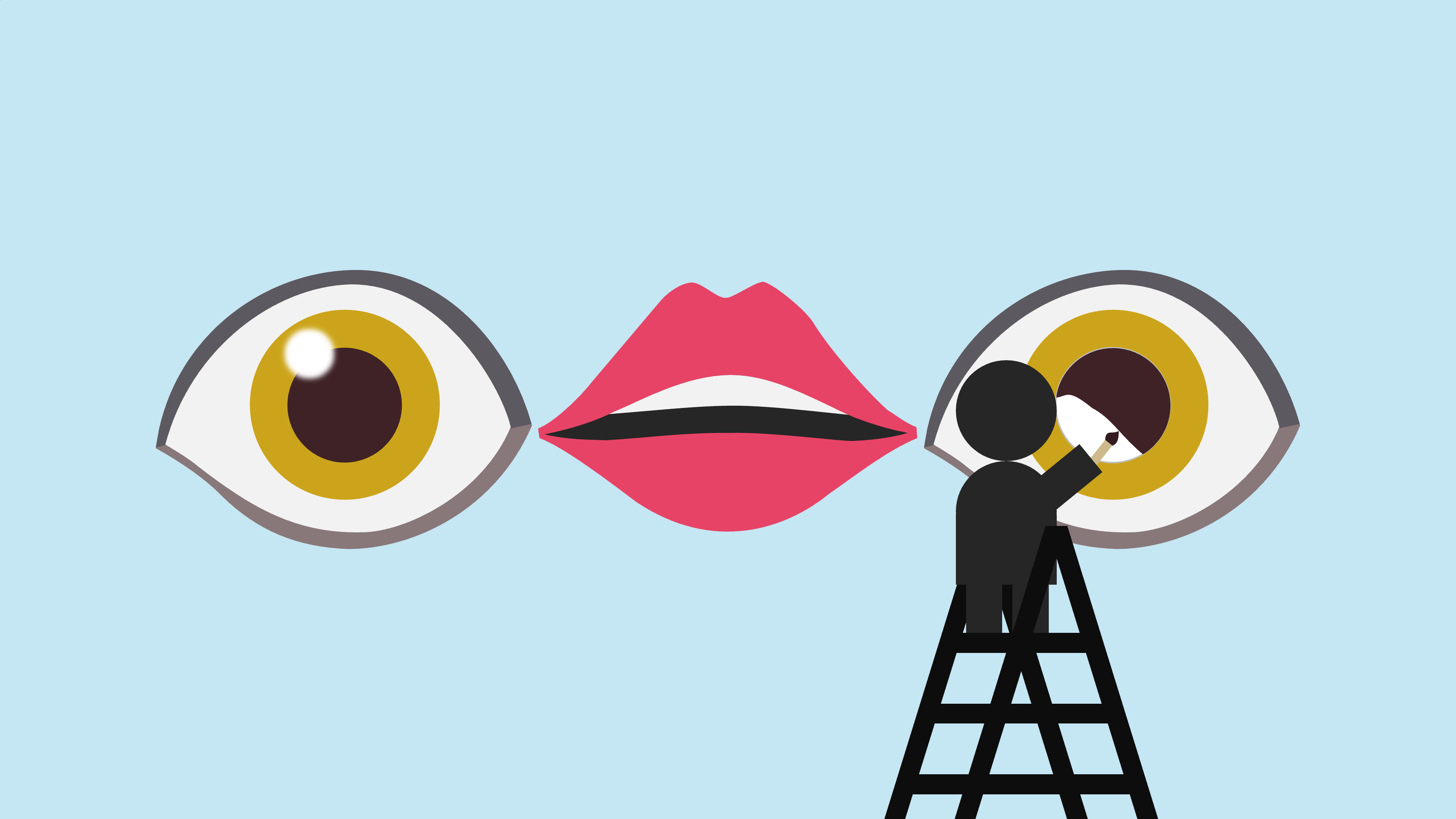“👁️👄👁️” being painted