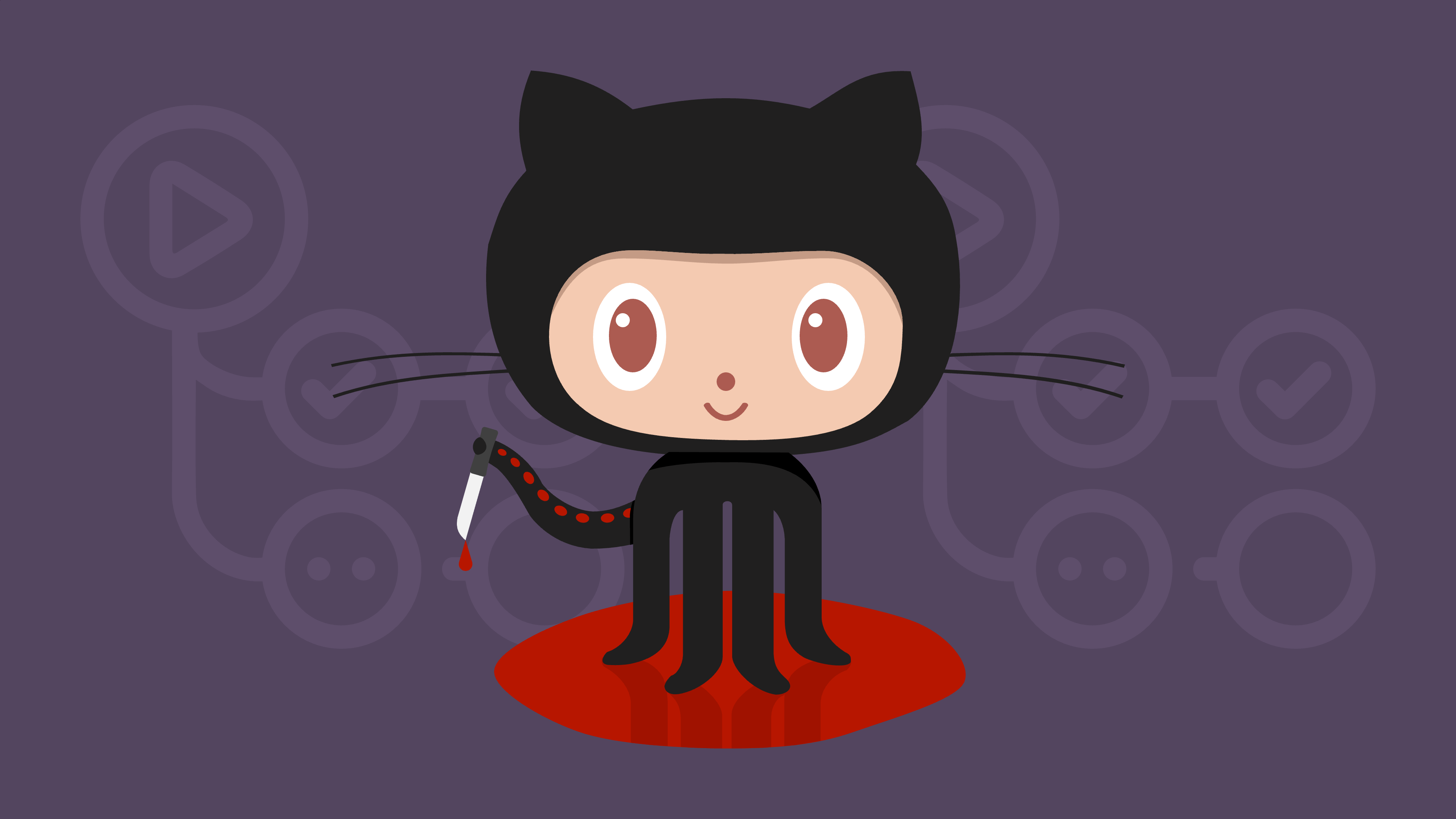 GitHub’s Octocat holds a bleeding knife