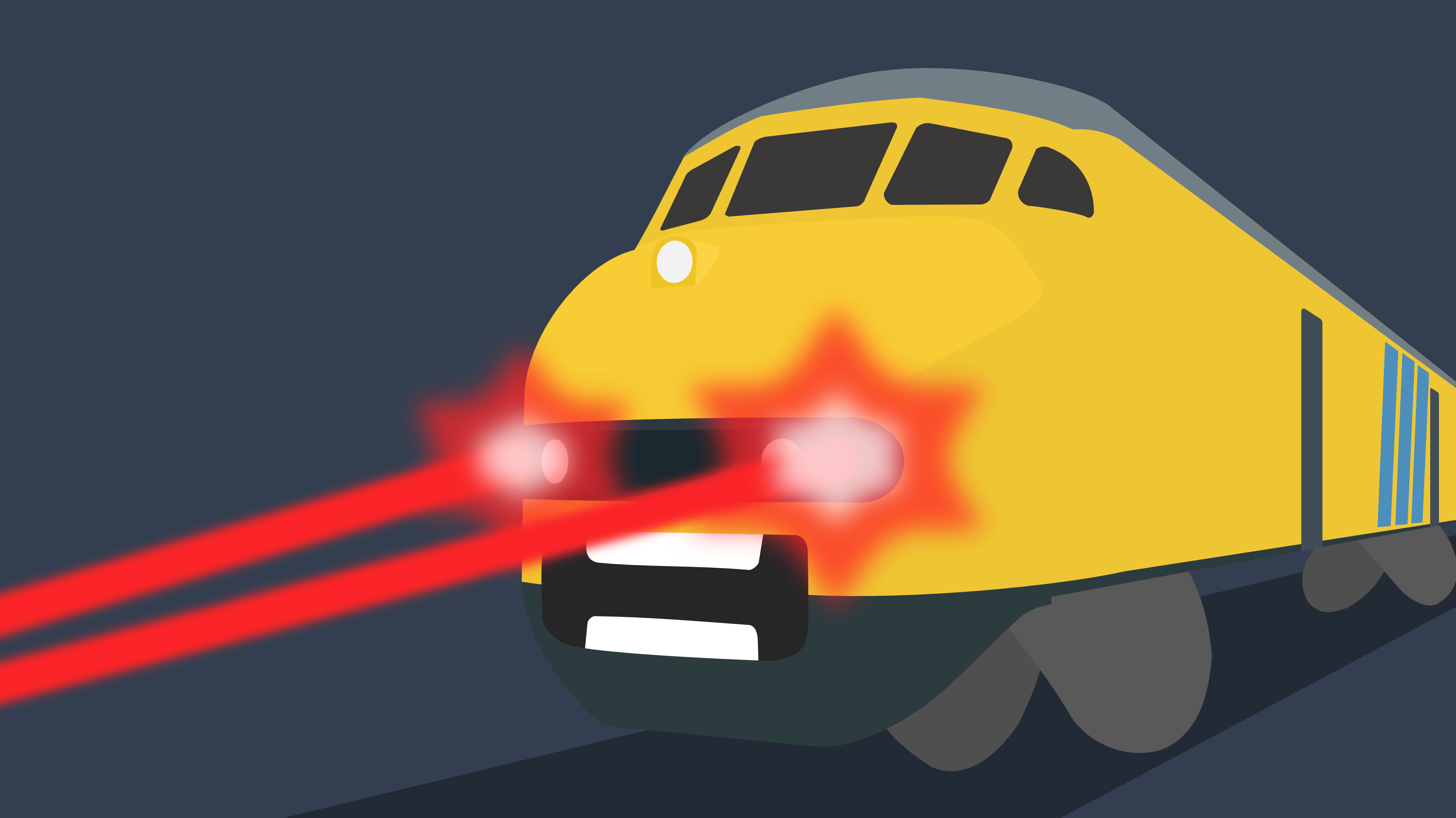 Antropromorphic Mat ’64 train with glowing laser eyes
