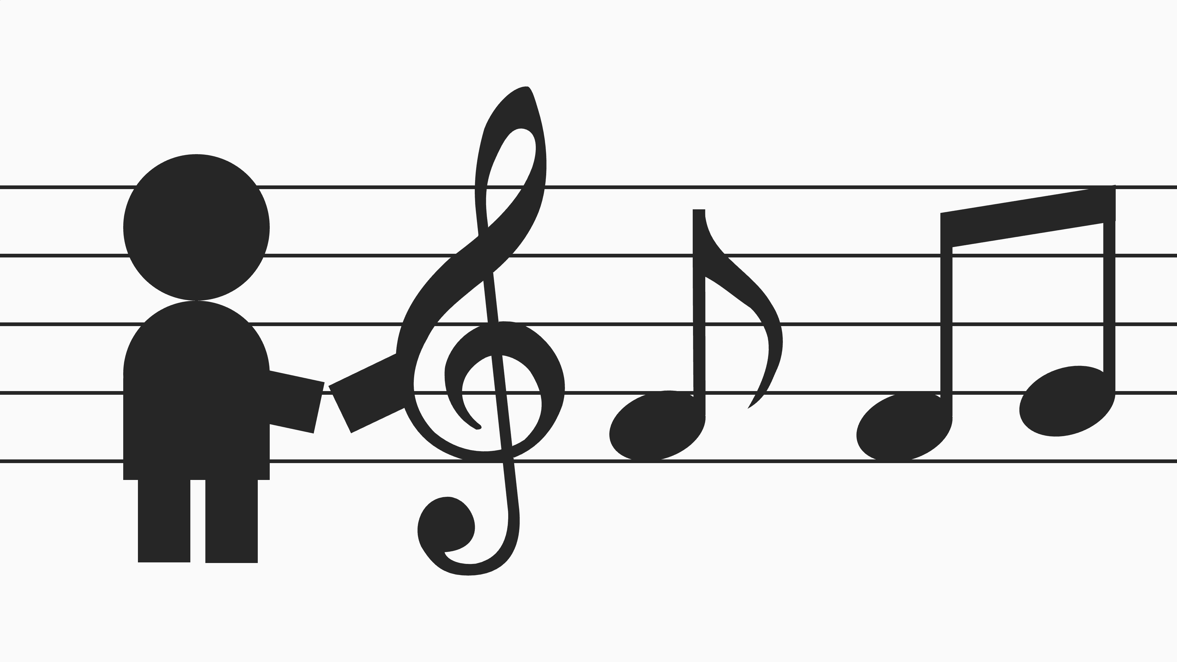 A person shakes hands with music notes