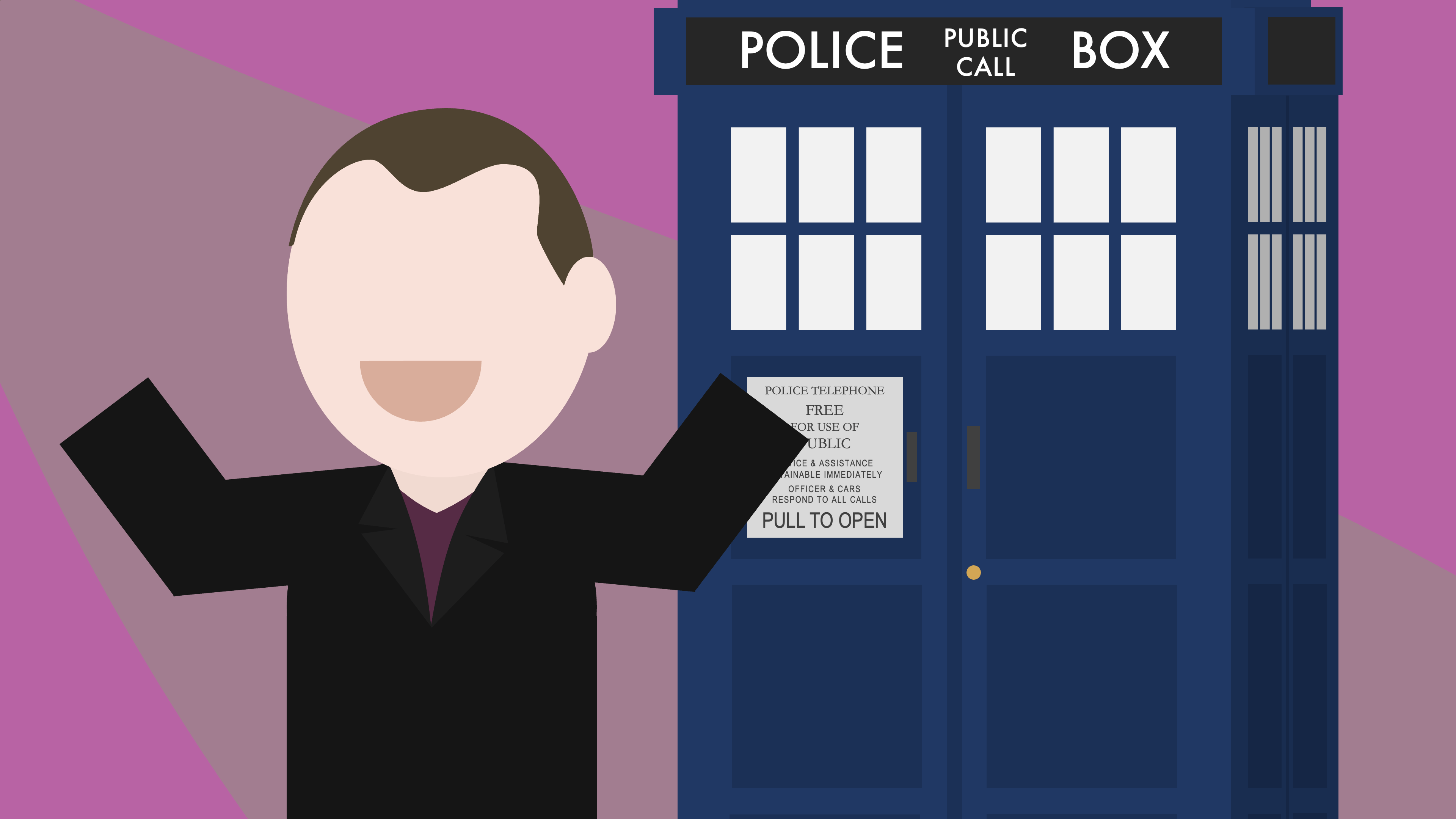 The Ninth Doctor in front of his TARDIS