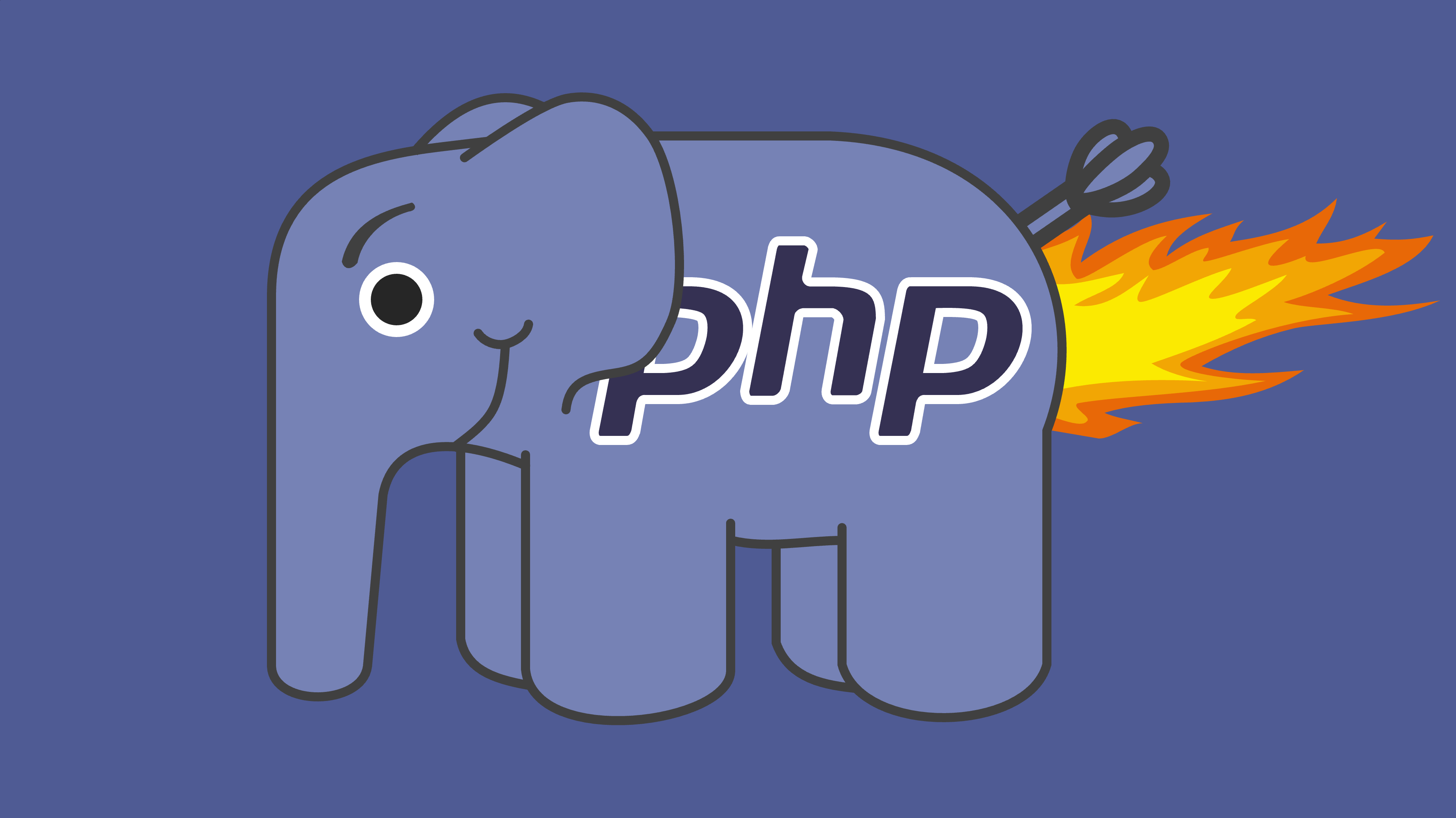 An elephant (PHP’s mascot) farts fire