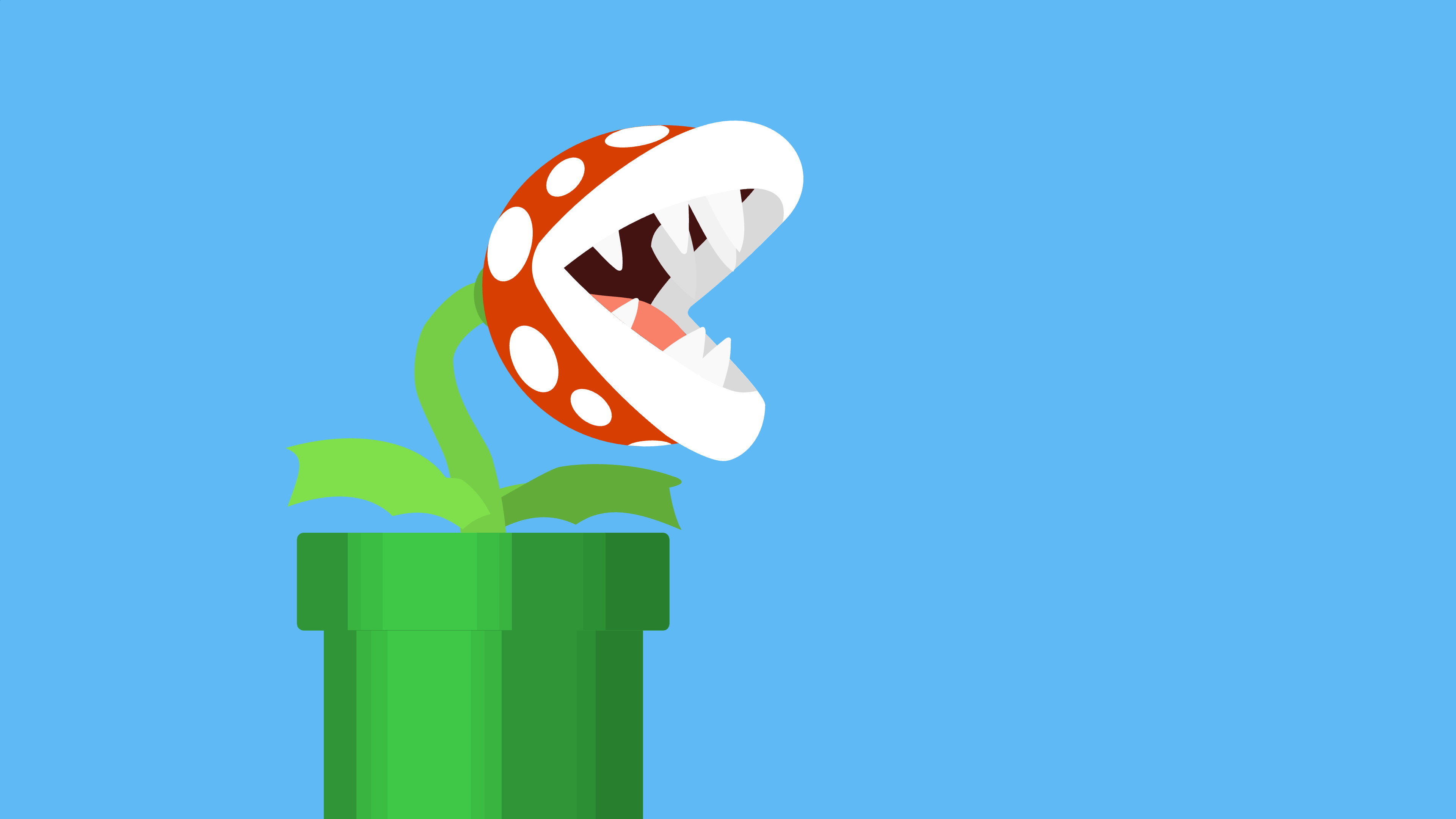 A piranha plant inside a green warp pipe