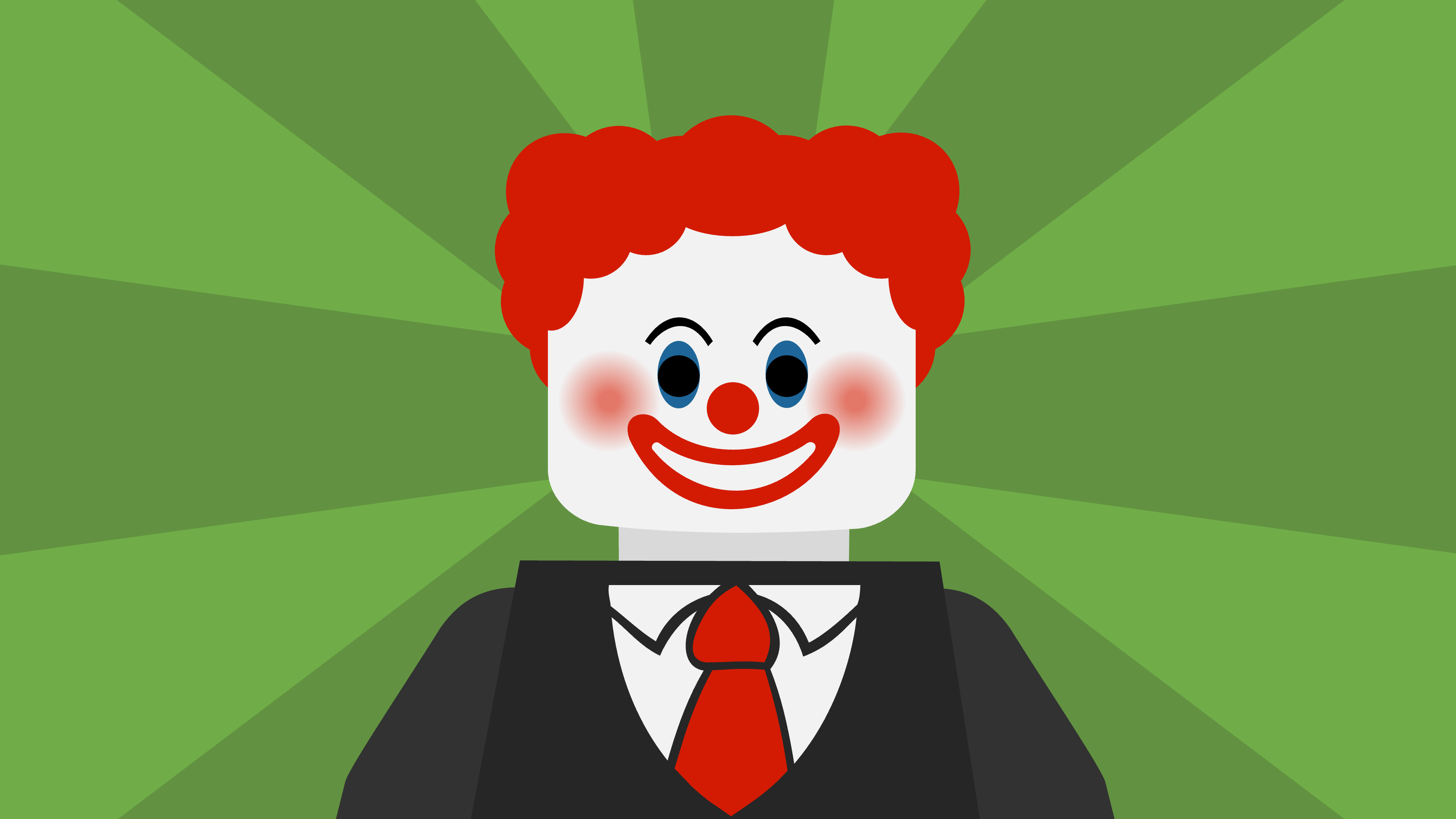 LEGO banker minifigure in clown makeup