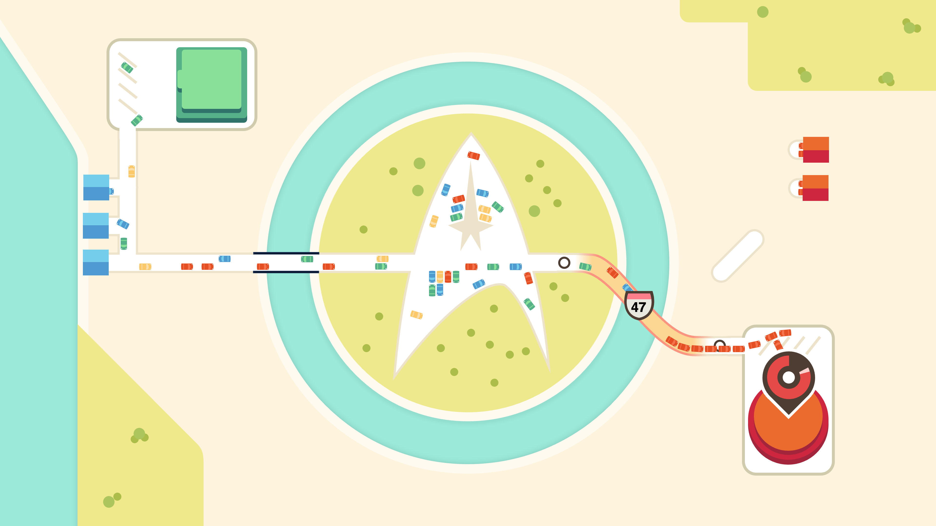 Fictional Mini Motorways map with Starfleet logo